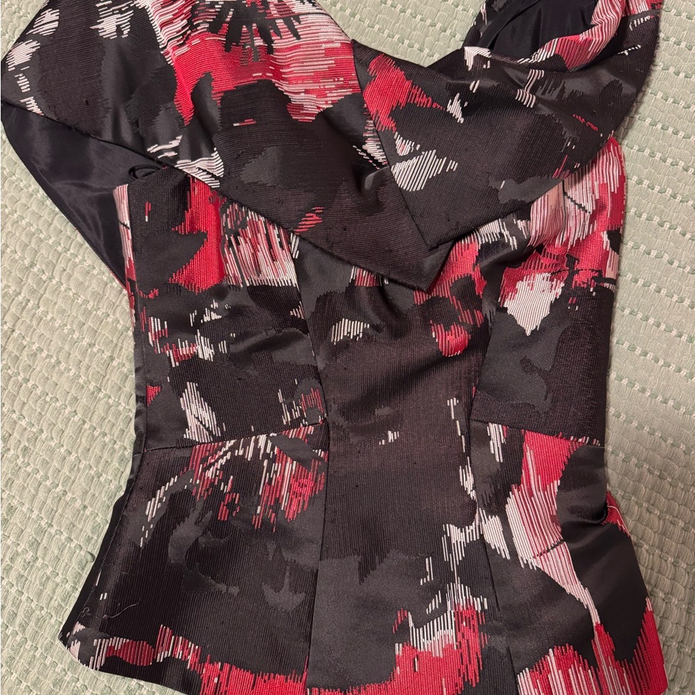 Zac Posen Black and Red Patterned Blouse